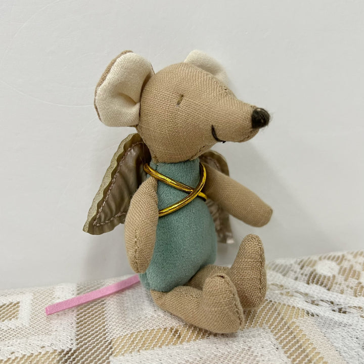 Minimalist Striped Cotton Mouse Comforter Plush with Felt Ears and Tail