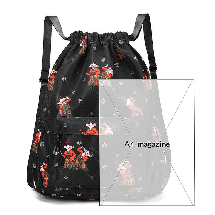 Fun Cartoon Print Drawstring Backpack Bowlift