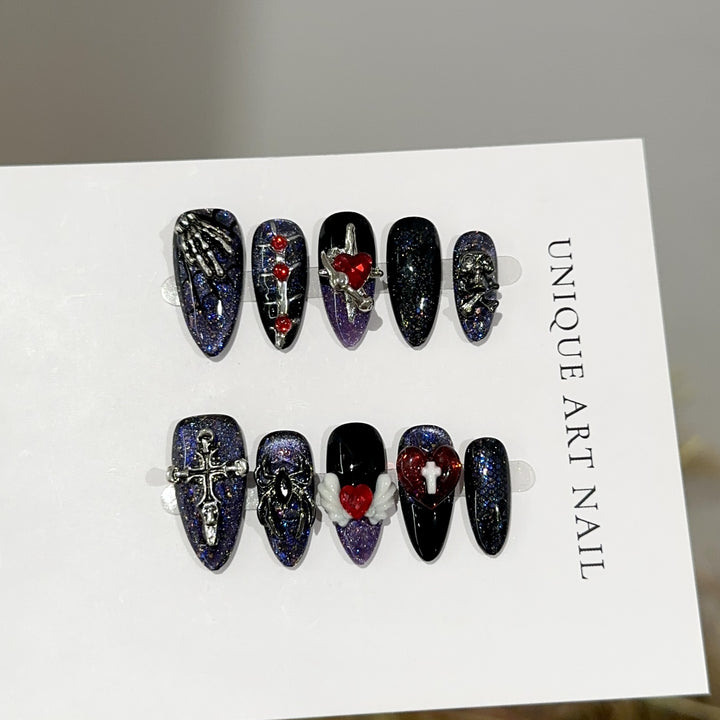 Gothic-Inspired Decorative Press-On Nail Art Set