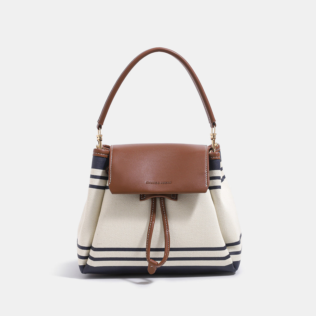 Stylish Striped Canvas Satchel