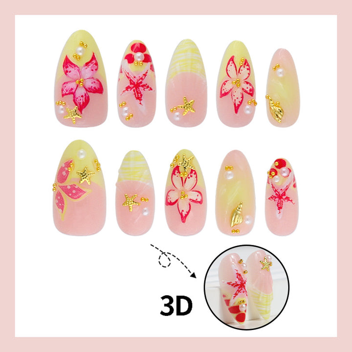 Artificial nail set with tropical motifs Bowlift