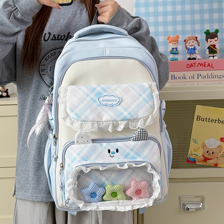 Stylish Multi-Pocket Backpack with Cute Decorative Accents Bowlift