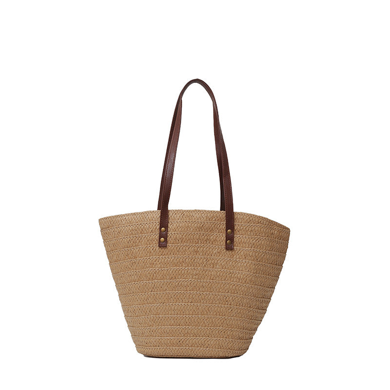 Woven Straw Beach Tote Bag