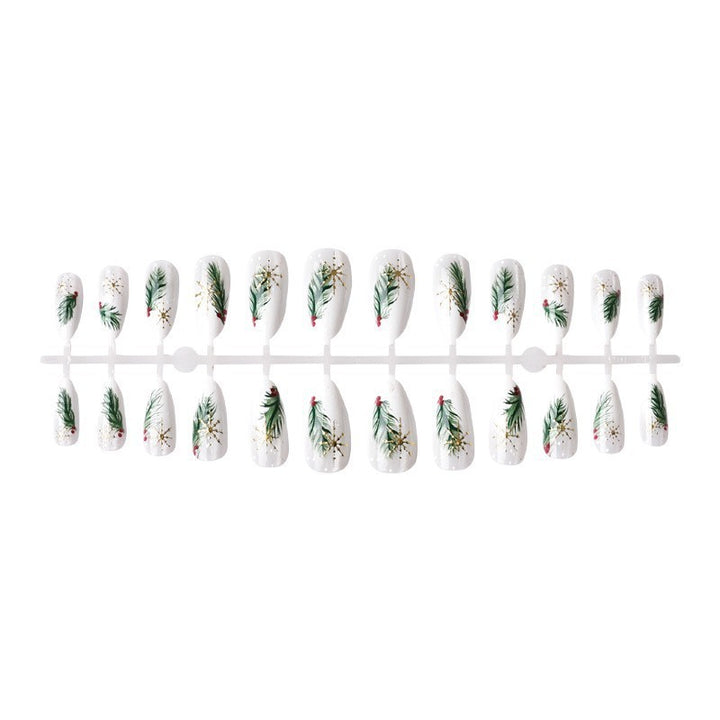Artificial nail set with elegant Christmas motifs and golden accents Bowlift