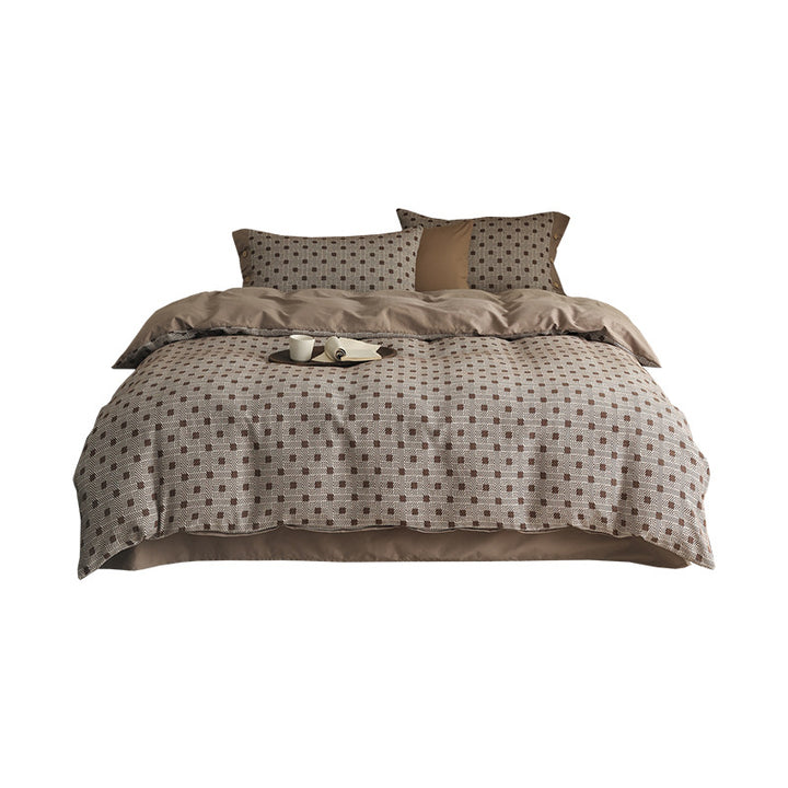 Reversible Cotton-Sateen Duvet Cover Set with Micro-Pattern Jacquard and Envelope Closure