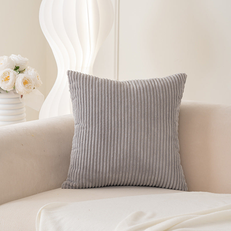 Ribbed Plush Corduroy Square Accent Cushion Cover with Hidden Zipper