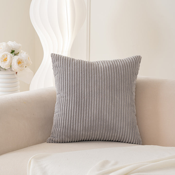 Ribbed Plush Corduroy Square Accent Cushion Cover with Hidden Zipper