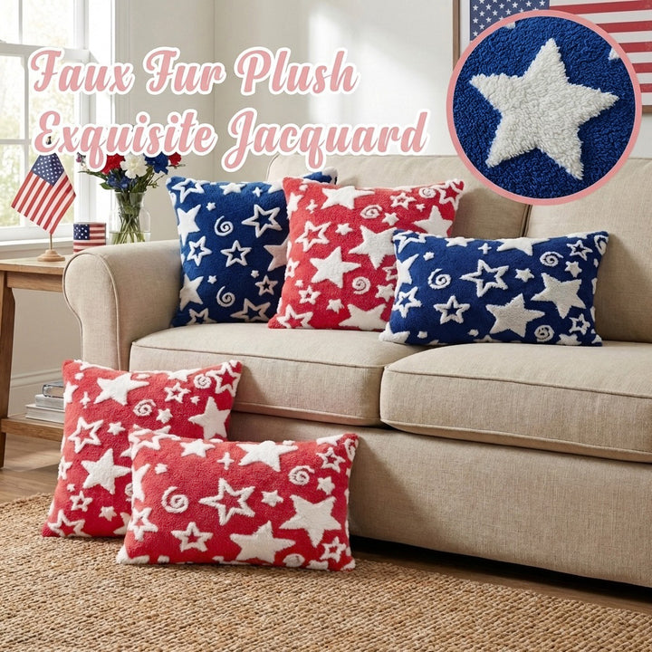 Plush Sherpa Star Pattern Decorative Pillow