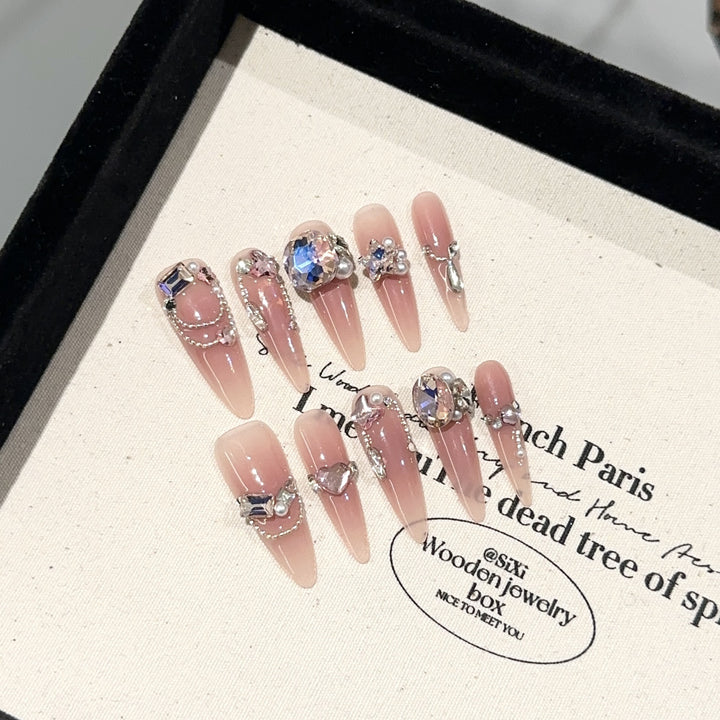 Glamorous Rhinestone Press-On Nail Set