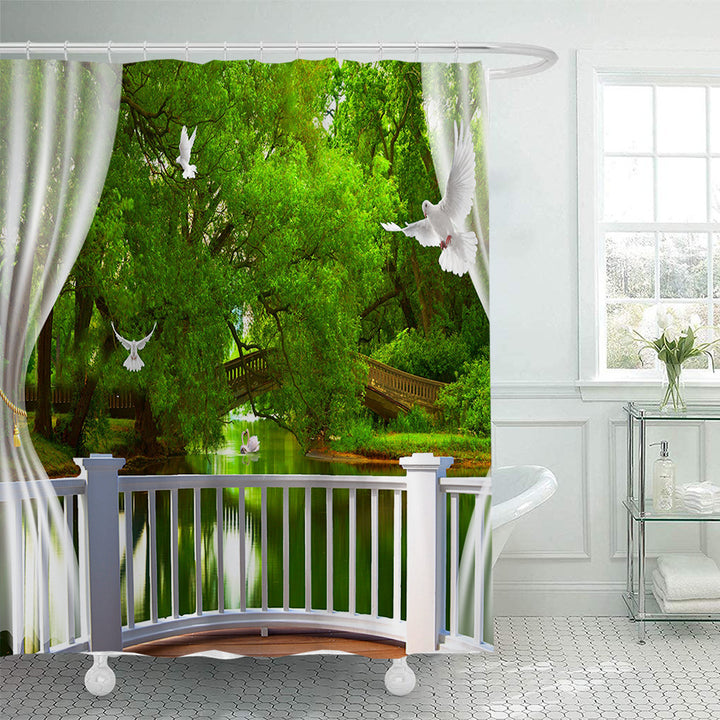 Tropical Oasis Shower Curtain Bowlift