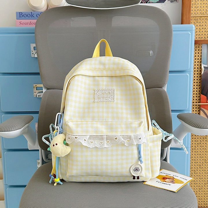 Cute Gingham Print Backpack Bowlift