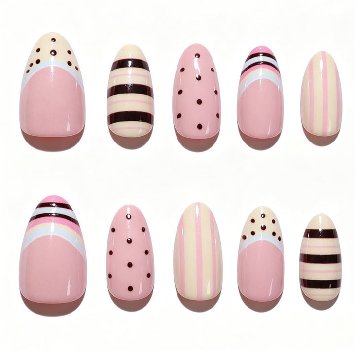 Artistic Patterned Press-On Nail Set Bowlift