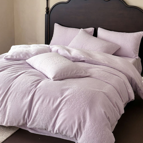 Quilted Embossed Microplush Duvet Cover Set with Reversible Texture & Pillow Shams