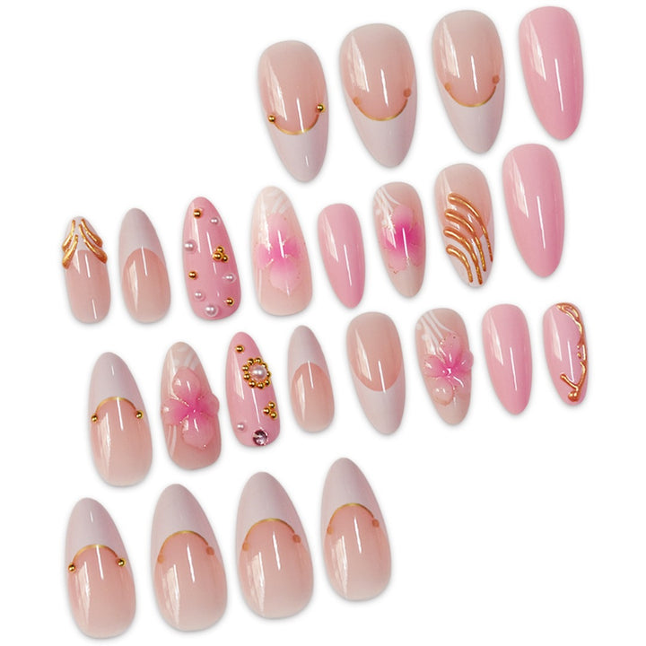 Artistic Floral Stiletto Nail Extensions Bowlift