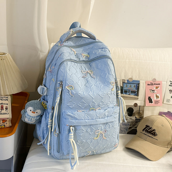 Embroidered Quilted Backpack Bowlift