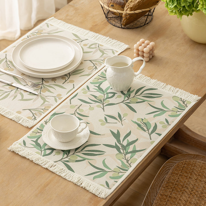 Floral woven bath mat with decorative fringes Bowlift