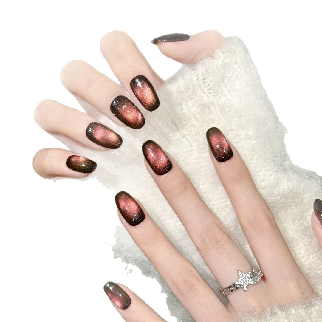 Gradient Press-On Nail Art Set with Glitter Finish