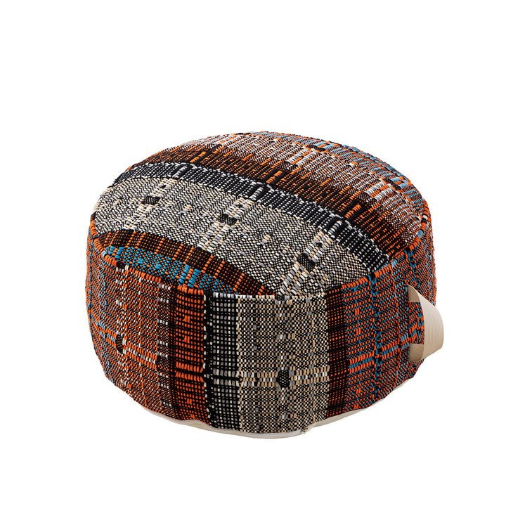 Round woven seat pouf made of durable cotton mix with practical carrying handle Bowlift