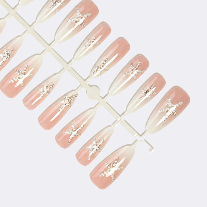 Artificial nail set with elegant star motifs Bowlift