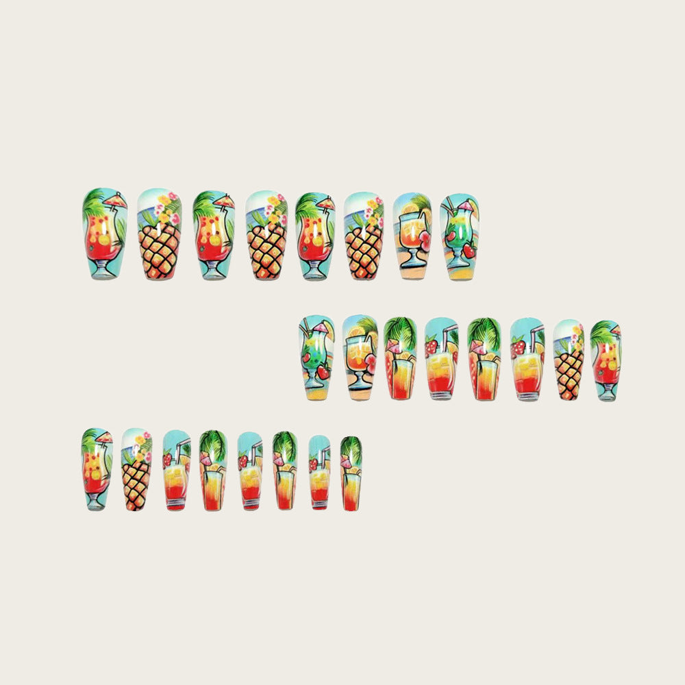 Artificial nails with fruity cocktail design Bowlift