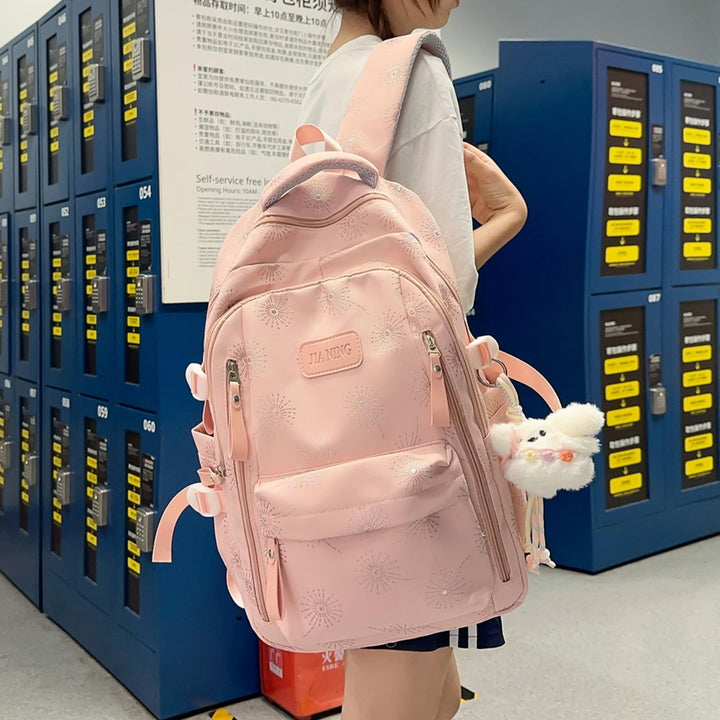 Floral-Printed Backpack with Adjustable Straps Bowlift