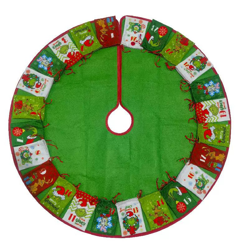 Grinch Christmas Tree Skirt Countdown Gift Bag