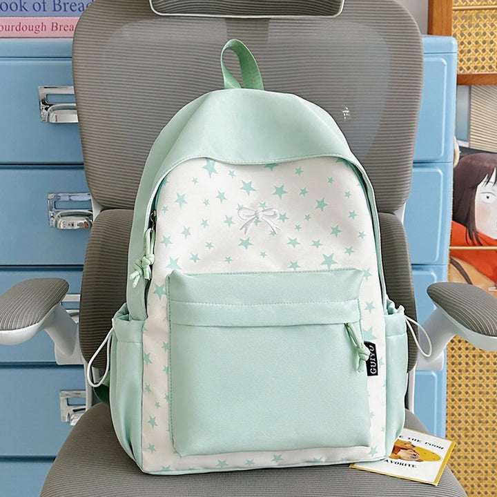 Cartoon-Themed Star-Patterned Backpack Bowlift