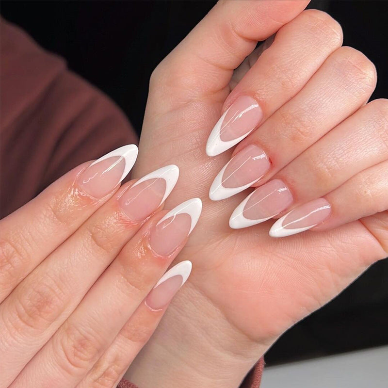 Stylish French Tip Acrylic Nail Extensions Bowlift