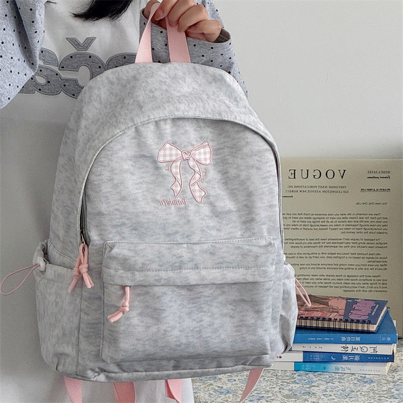 Stylish Embroidered Bow Pattern Backpack Bowlift