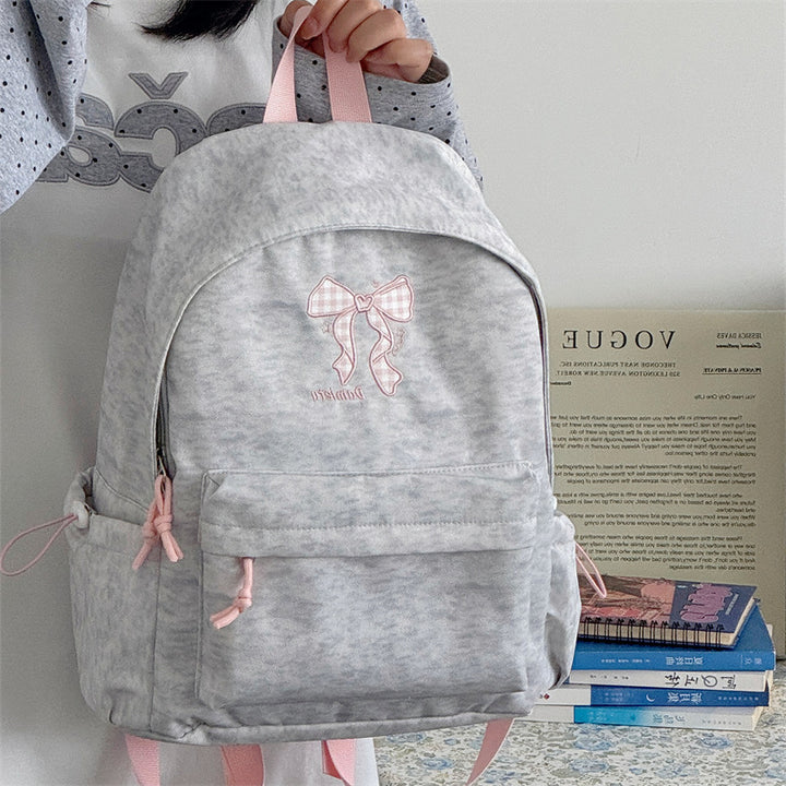 Stylish Embroidered Bow Pattern Backpack Bowlift