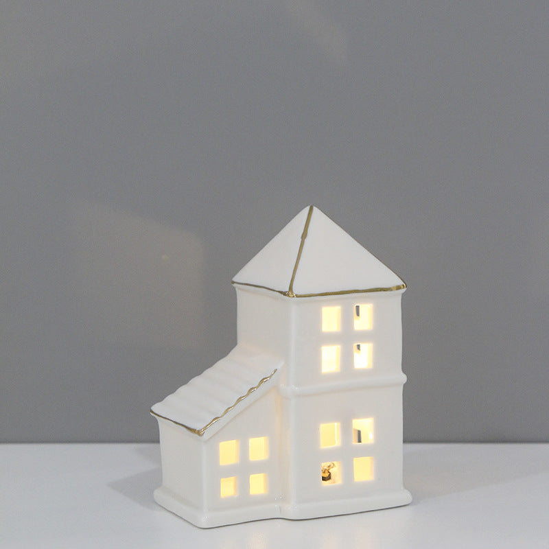 Decorative Ceramic House Lantern Bowlift