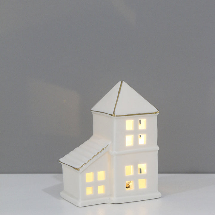 Decorative Ceramic House Lantern Bowlift