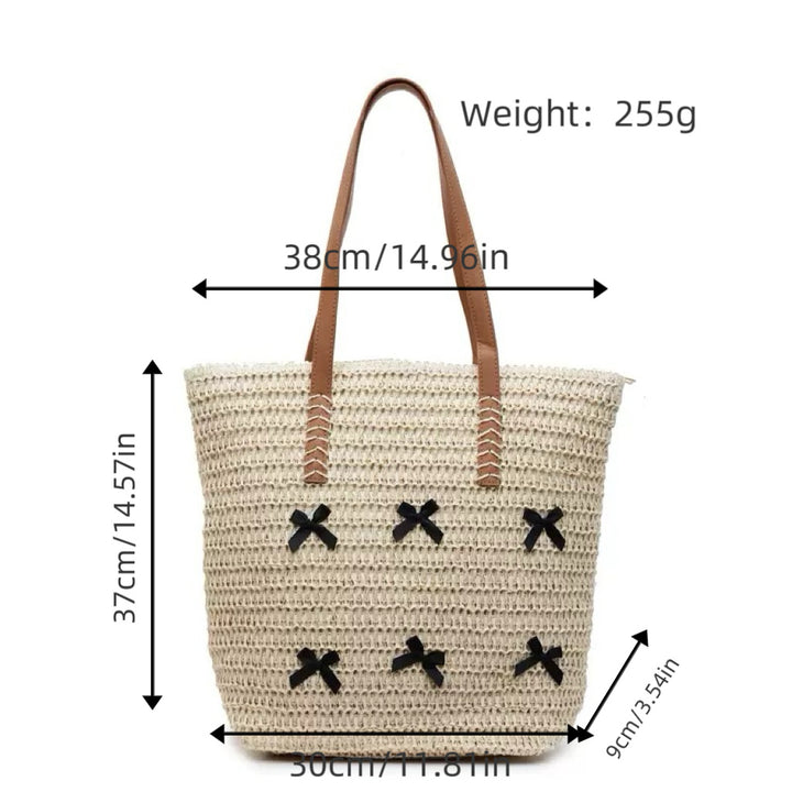 Trendy large beach bag with original bow appliqués Bowlift