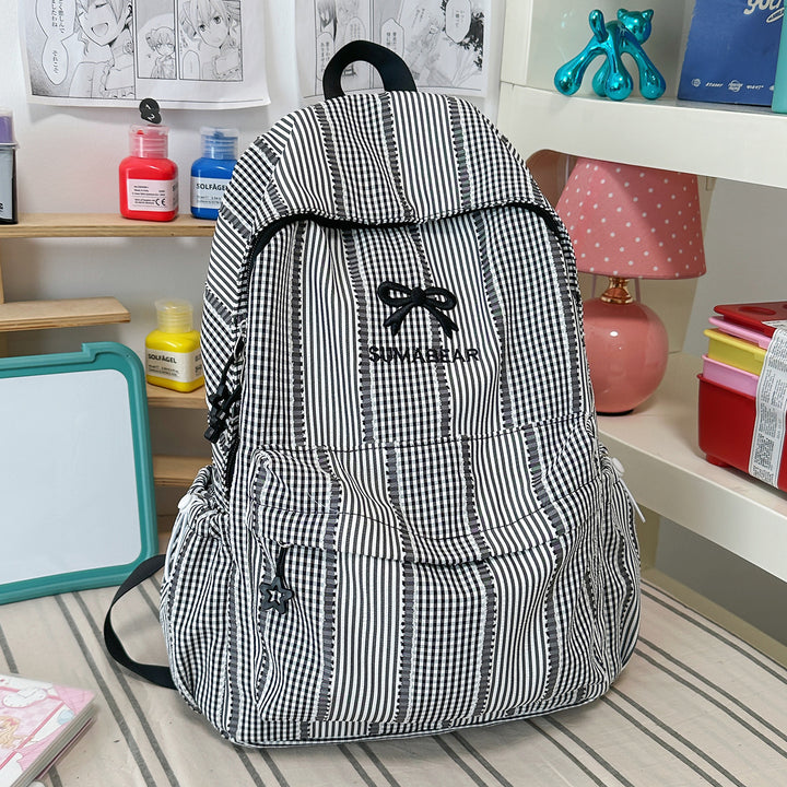 Casual Striped Backpack Bowlift