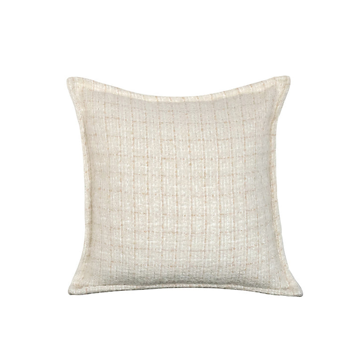 Square decorative pillow cover with tufted grid relief and tassel appliqués Bowlift