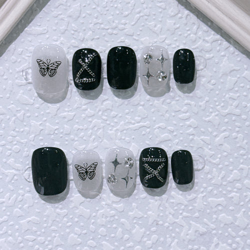 Chic Butterfly-Inspired Press-On Nail Set
