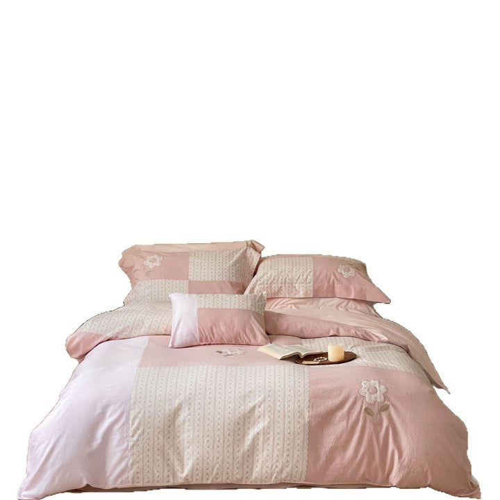 Washed Cotton Patchwork Floral Duvet Cover Set with Pillowcases