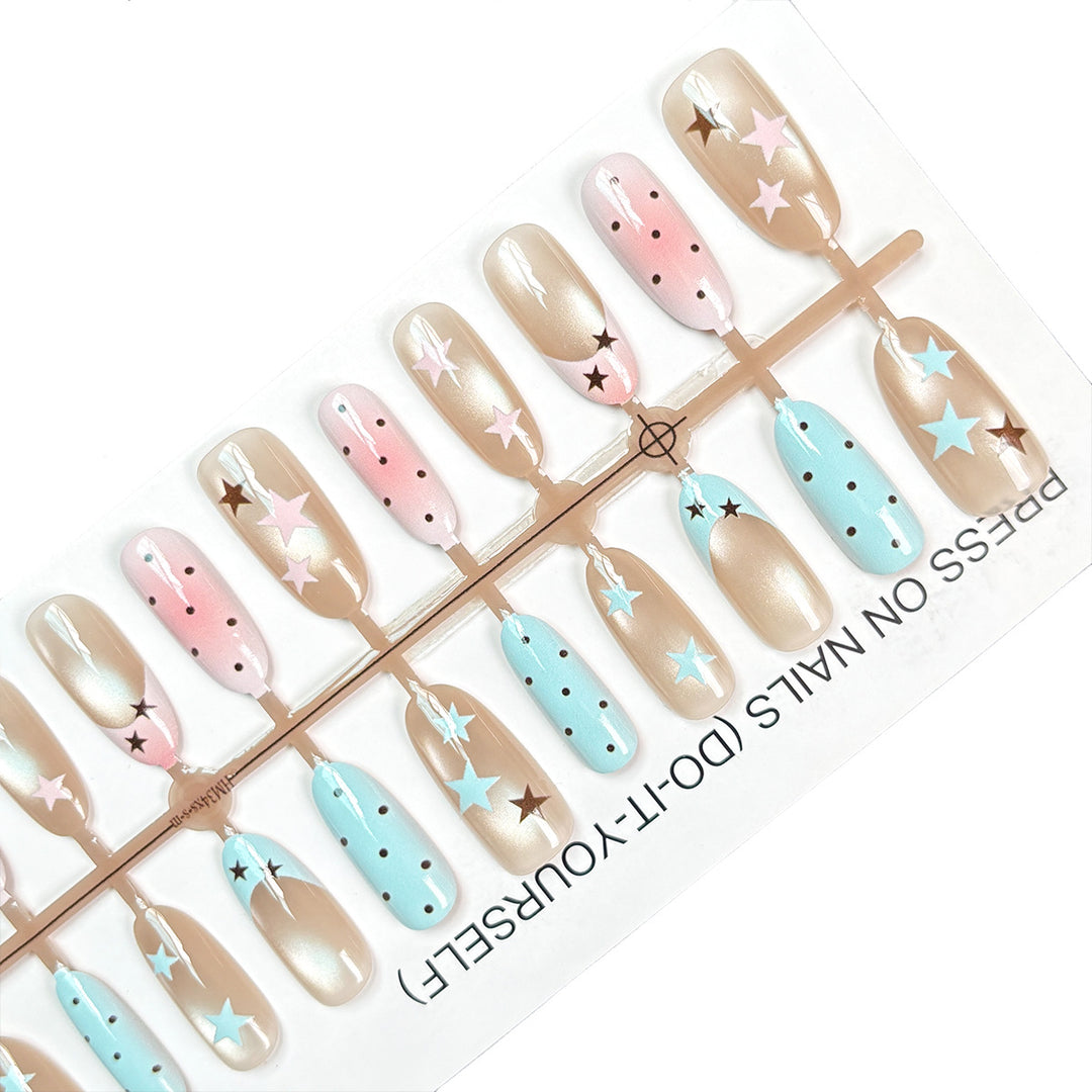 Artistic Starry Design Press-On Nails Bowlift