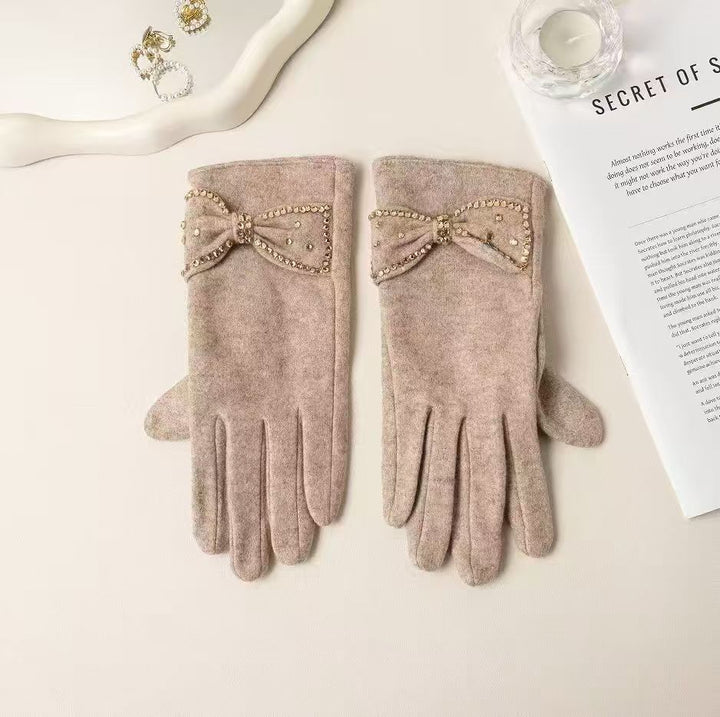 Elegant Bow Detail Touchscreen Gloves Bowlift