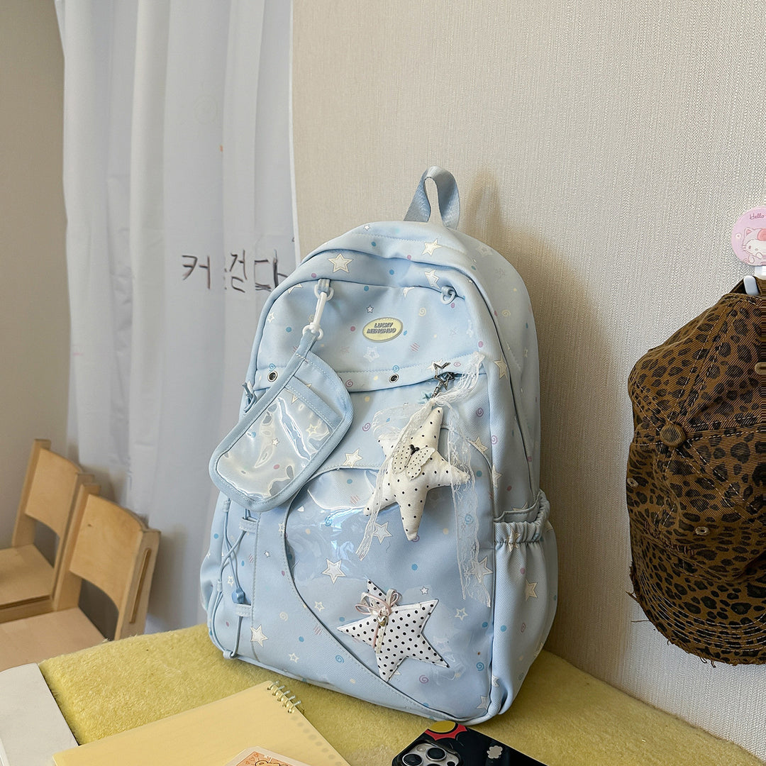 Heart-Appliqué Casual Backpack Bowlift