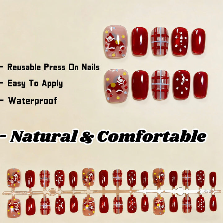 Artistic Press-On Nail Set with Unique Patterns