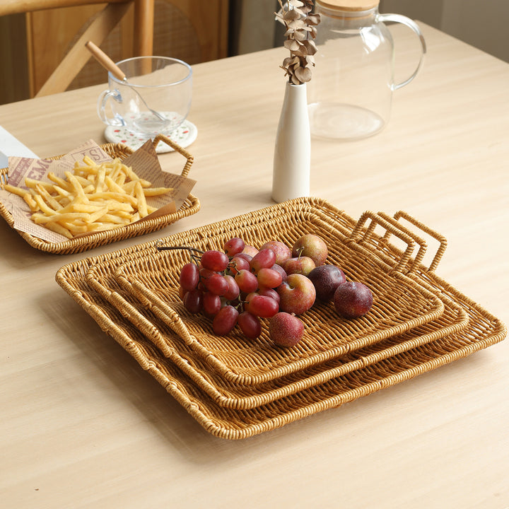 Woven Serving Tray with Easy-Grip Handles
