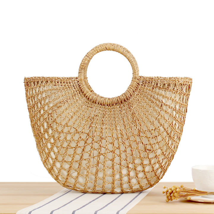 Braided basket bag with stylish round handle Bowlift