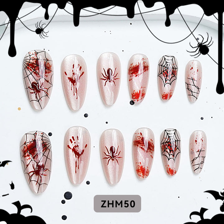 Halloween-Themed Artistic Press-On Nail Set Bowlift