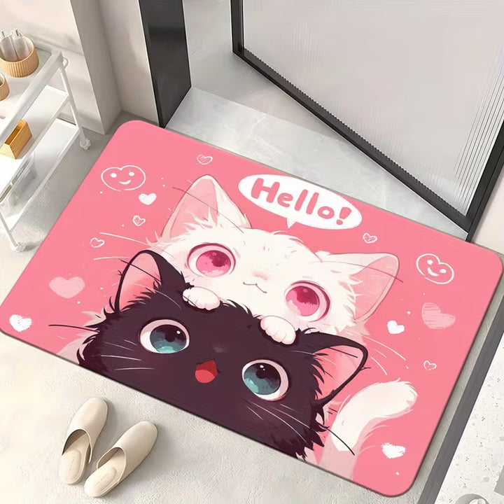 Cute Cat-Themed Doormat Bowlift