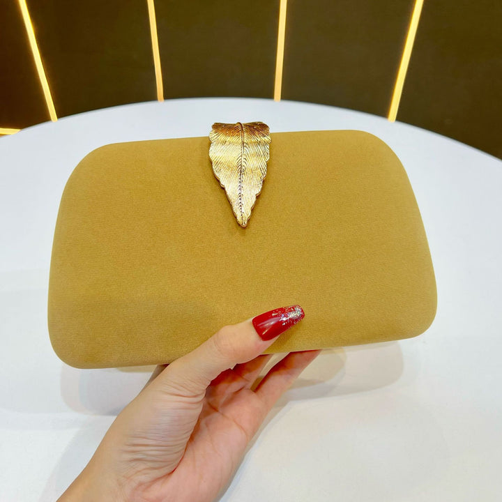 Elegant Leaf-Accented Evening Clutch