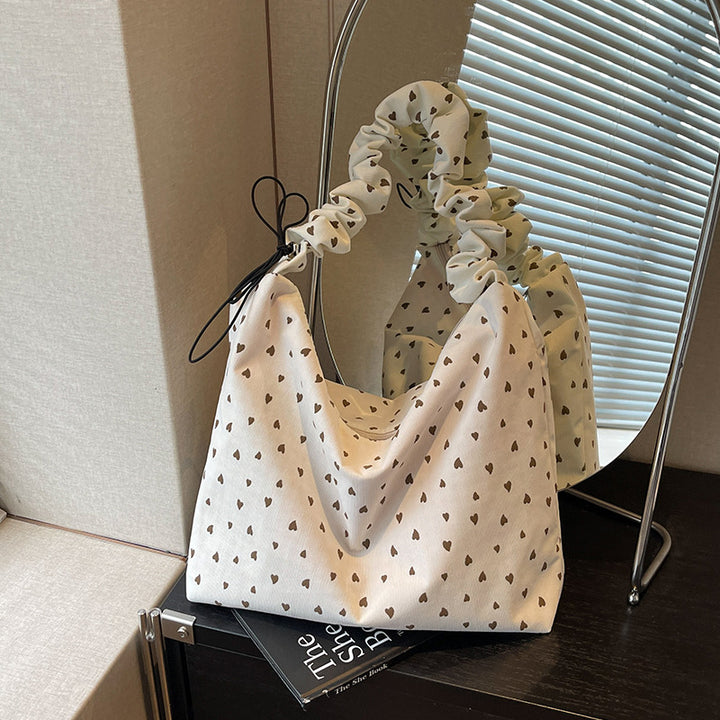 Heart Print Cozy Hobo Bag