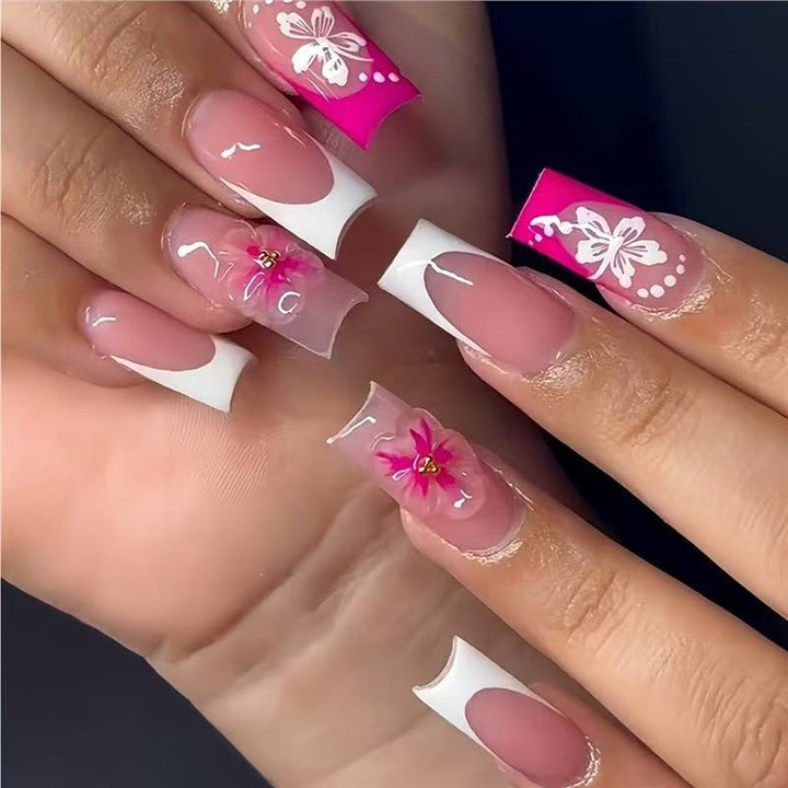 Floral Art Acrylic Nail Extensions Bowlift