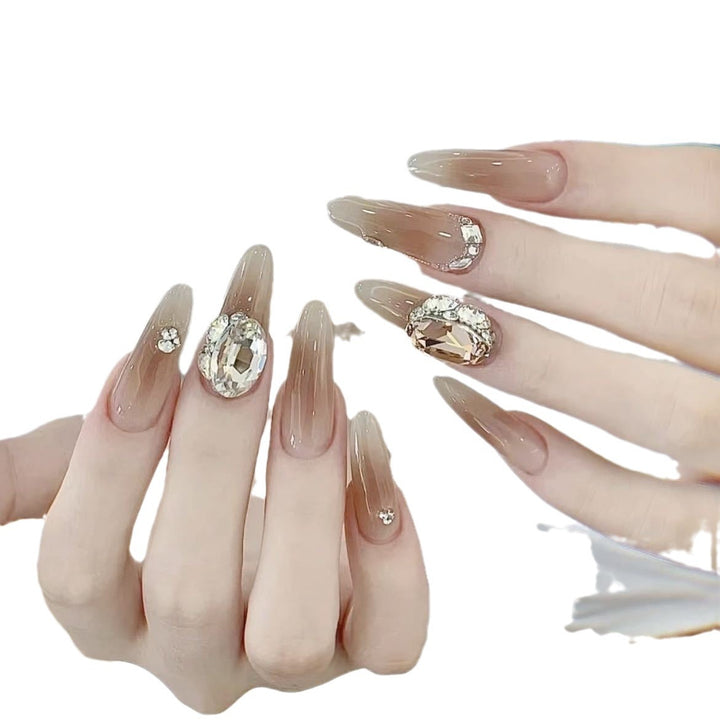 Artistic Premium Press-On Nail Art Set with Crystal Accents Bowlift