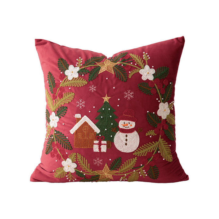 Christmas embroidered decorative cushion cover with bead application Bowlift